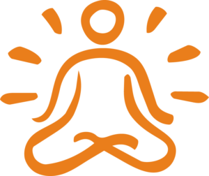 Meditierende Figur mit strahlender Energie.